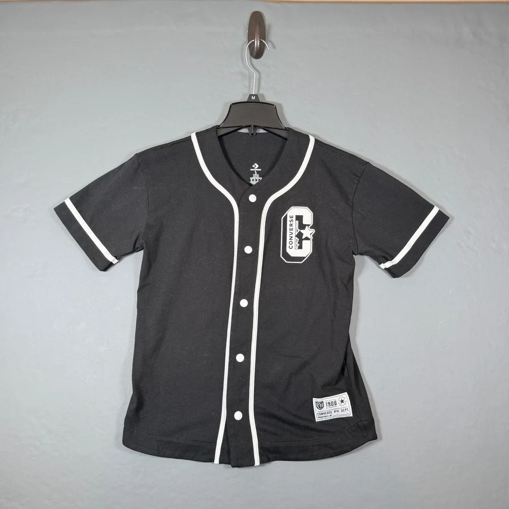 Converse All Star Athletic Dept Baseball Jersey Shirt Youth Large 12-13 Black
